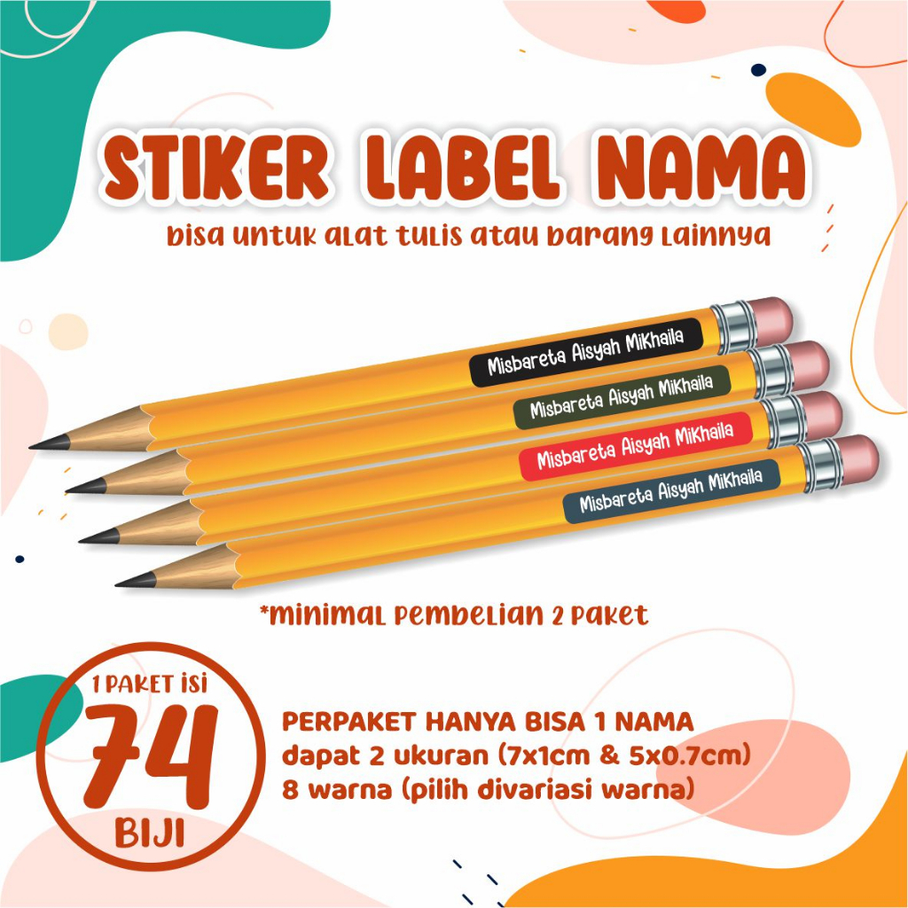 

Stiker Label Nama | Stiker Pensil | Stiker Alat Tulis | Stiker Alat Sekolah | Stiker Botol | Stiker Alat Makan | Stiker Serbaguna