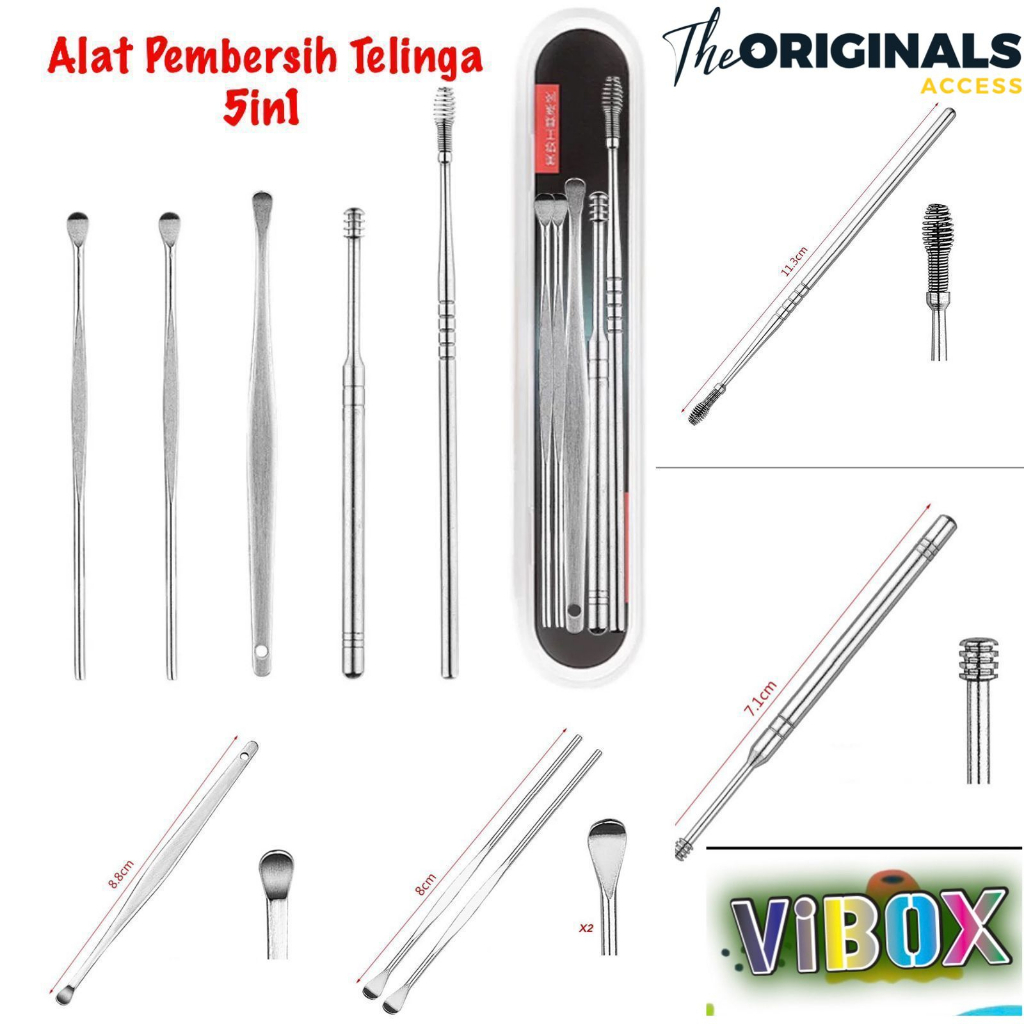 alat pembersih telinga stenliss 5 in 1 / korek kuping set 5in1 stenlis Produk Terlaris By Smoll