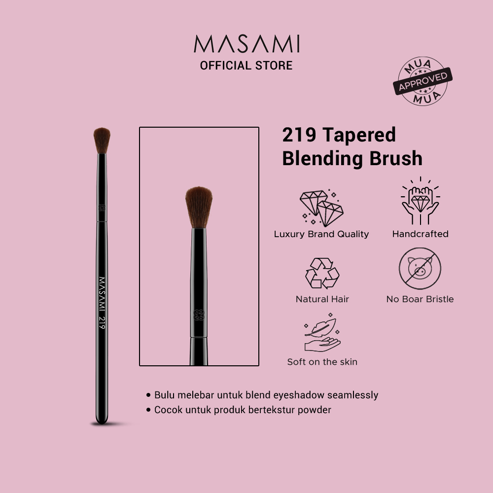 Masami 219 Tapered Blending Brush 2.0 / Kuas Eyeshadow / Powder Brush - Black