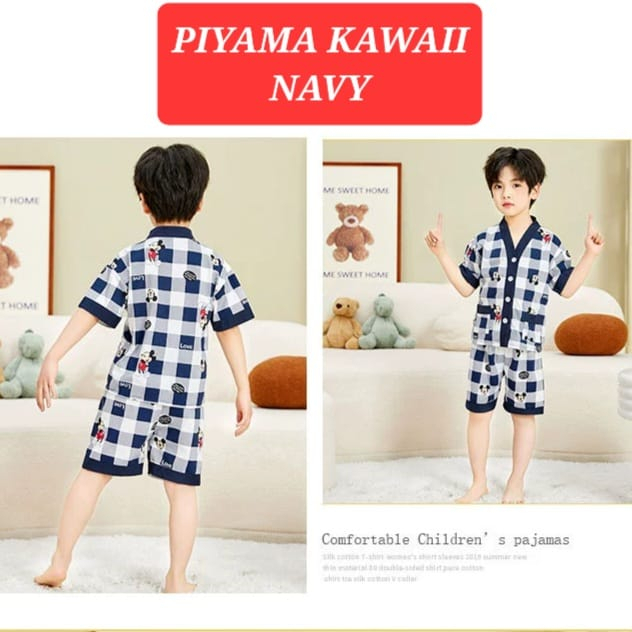 PIYAMA KAWAII BAJU TIDUR ANAK CEWEK COWOK FASHION KOREA IMPORT SETELAN SANTAI LUCU ADEM