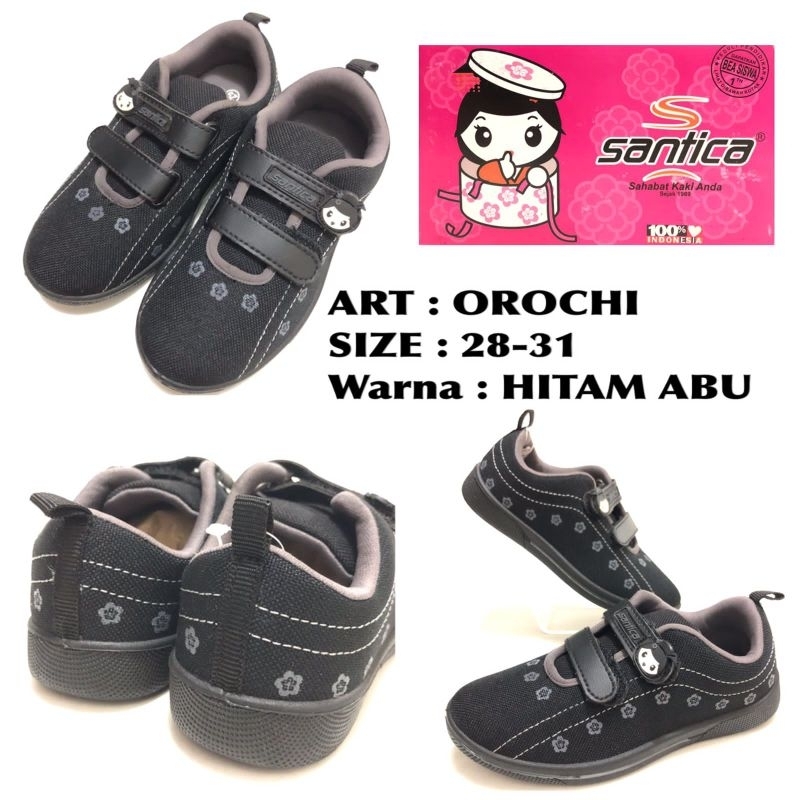 SEPATU ANAK SANTICA OROCHI SIZE 28-31 HITAM-ABU