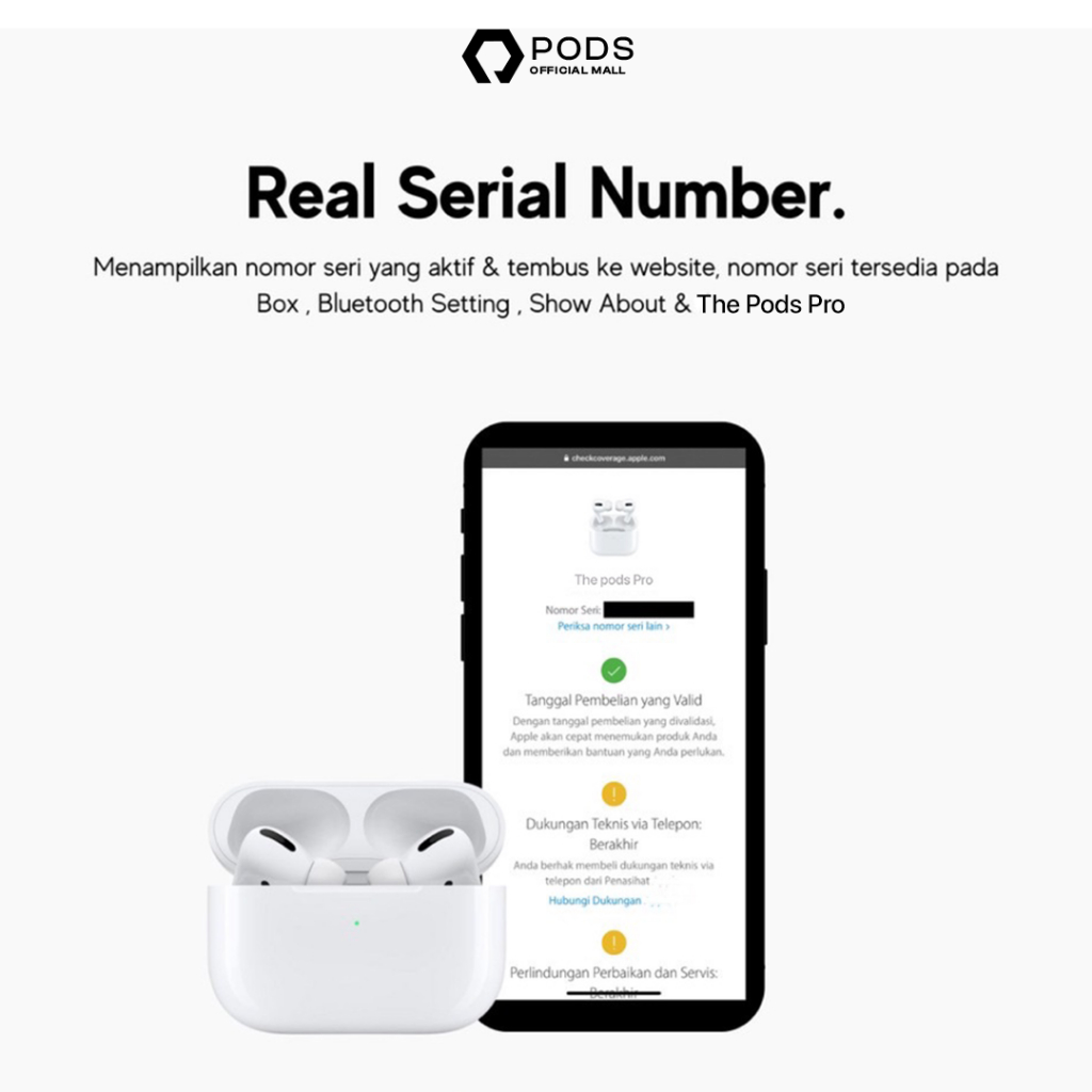 ThePods Pro 2023 Wireless Charging Case [IMEI &amp; Serial Number Detectable] Final Upgrade Version by Pods Indonesia (BU1)