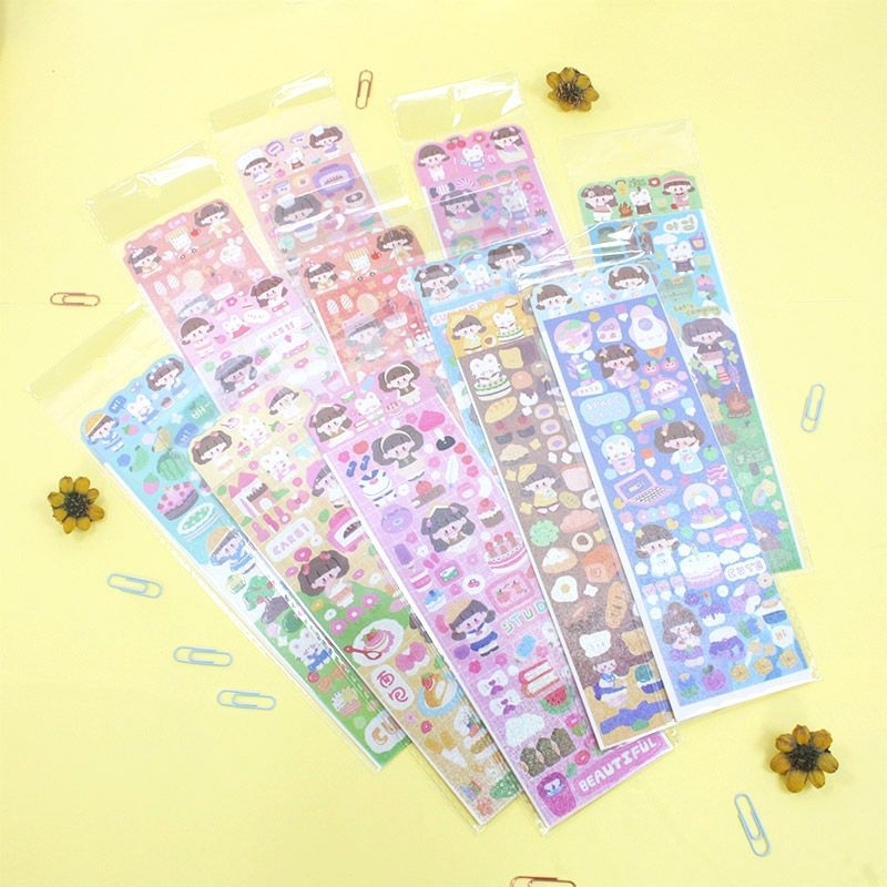 

Cute Girl Activity Hologram Diary Deco Stickers - Stiker Dekorasi