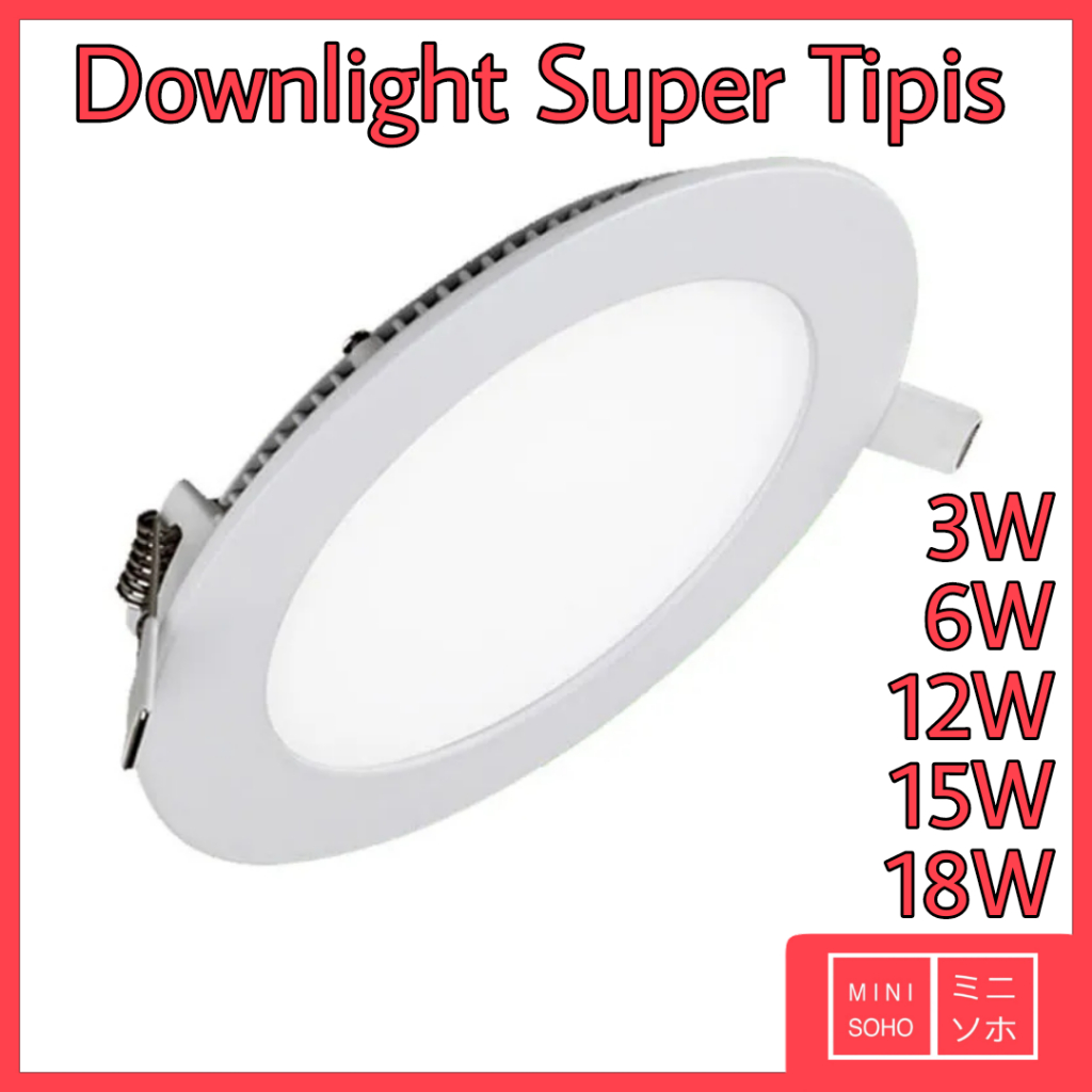 Lampu Downlight LED Panel 6W 12W 15W 18W Watt Tipis Inbow Warm Bulat Round