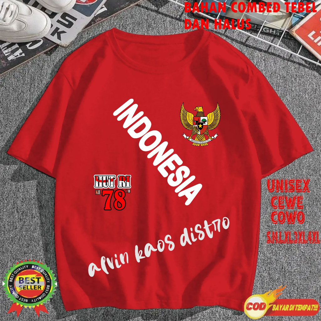 Kaos HUT RI 78 GARUDA INDONESIA kaos agustusan 2022 17 AGUSTUS 1945 KEMERDEKAAN INDONESIA Kaos Murah