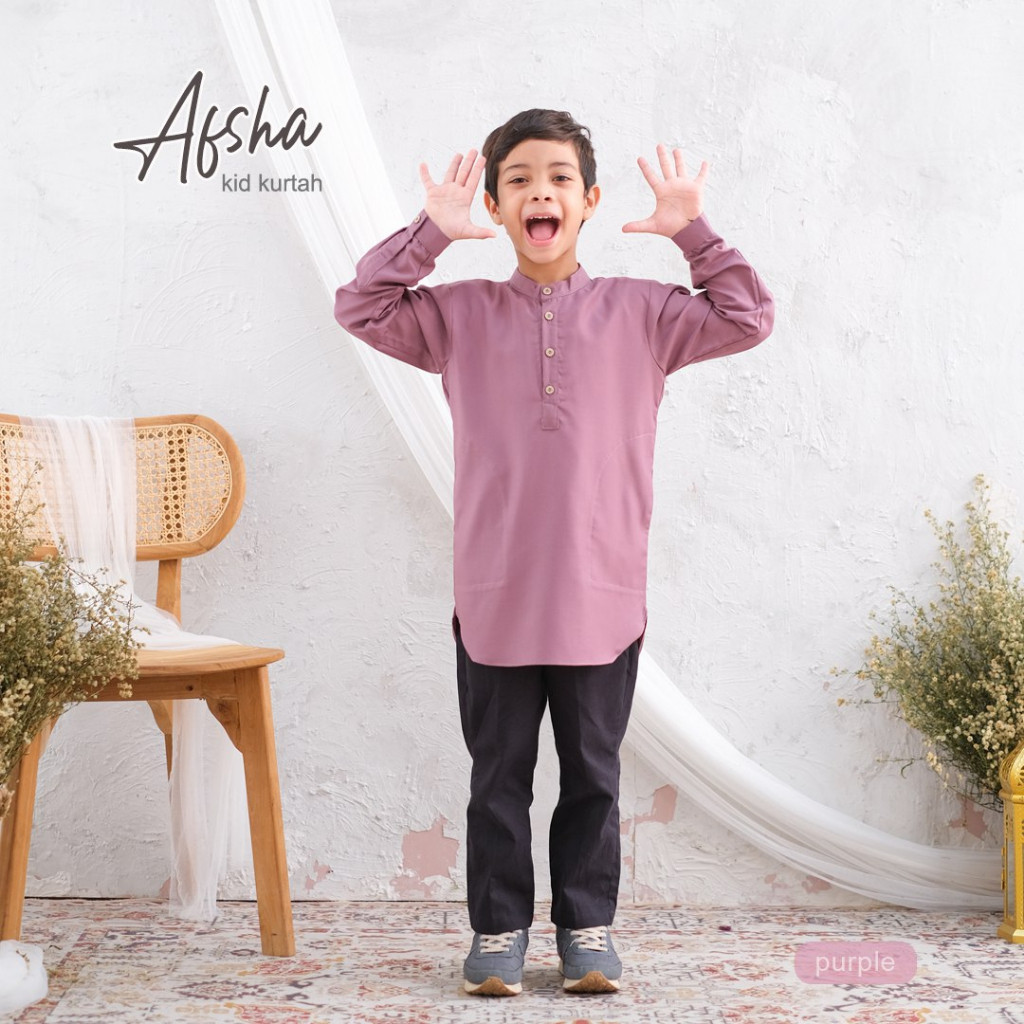 Riskirich Afsha Kurta kids Baju Koko Muslim Anak Laki-Laki Lengan Panjang Katun Toyobo Original