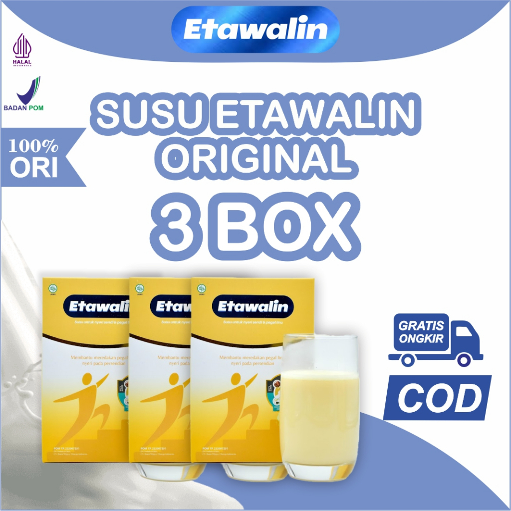 

[UP] 3 Box Etawalin Original Paket - Susu Etawa Bubuk Atasi Nyeri Pinggang Sendi Lutut Rematik Asam Urat Osteoporosis Osteoarthritis Aman Alami Halal BPOM Isi 200 gr