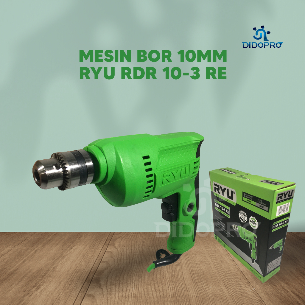 Mesin Bor Listrik RYU 10mm RDR 10-3 RE 370 Watt / Bor Tangan 2 Arah