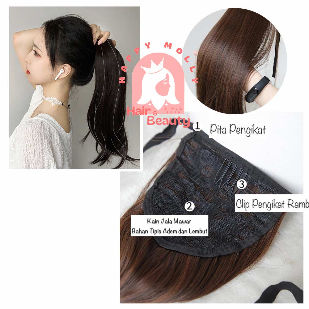 Hair Clip Ponytail Wig - Rambut Kuncir Ekor Kuda Fashion Wanita Korea - Curly - Hair Extension W8216 ( Group )