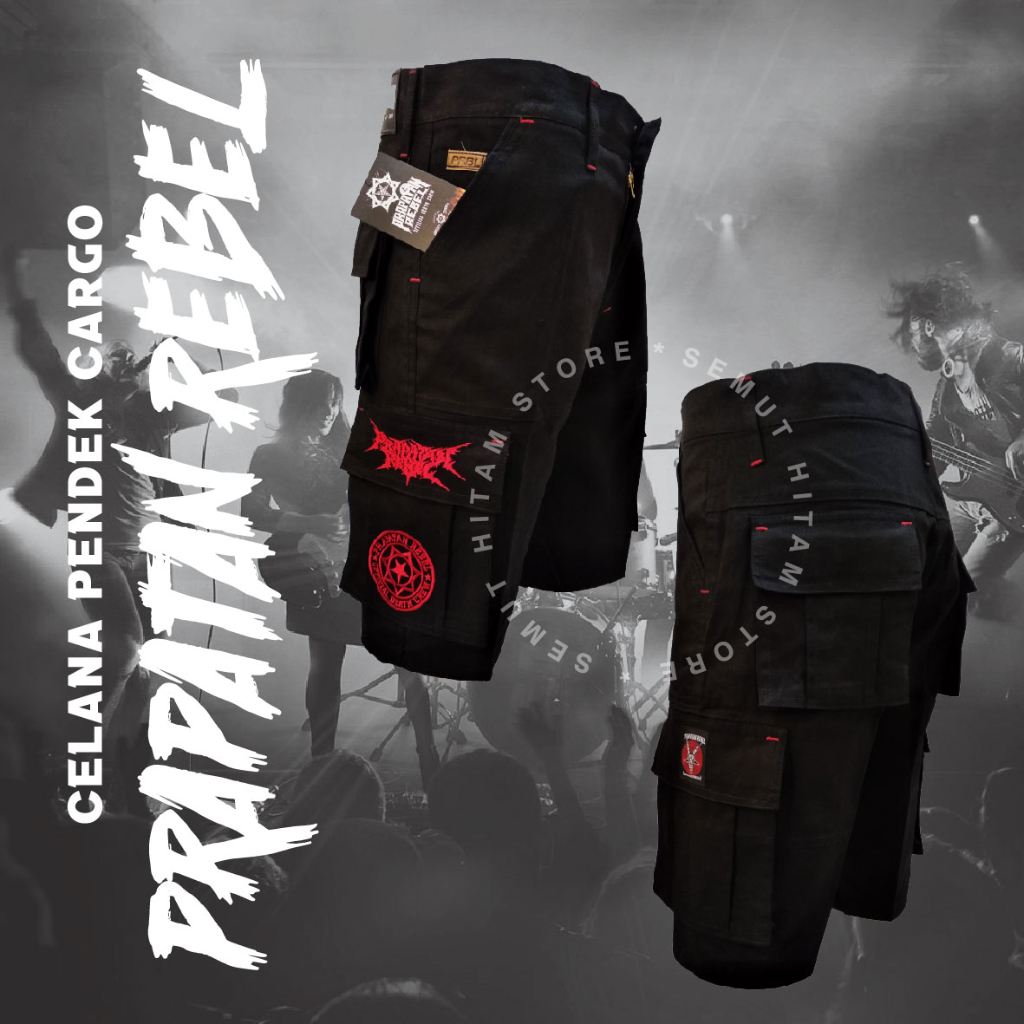 Prapatan Rebel Celana Pendek Cargo Kempol Pendek Alpin PDL Punk Metal Prapatan Rebel PRBL IDDM SLAYE