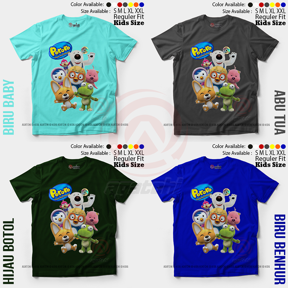 Baju Kaos Atasan Anak Laki - Laki Motif 3D Kartun Pororo