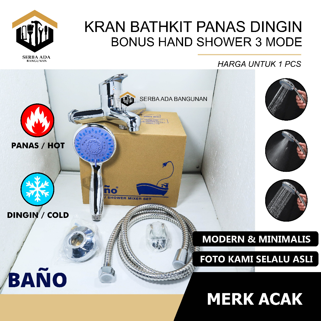 KRAN SHOWER KERAN MIXER BATHUB KAMAR MANDI TOILET AIR PANAS DINGIN - KERAN BATHTUB 2 CABANG TANAM