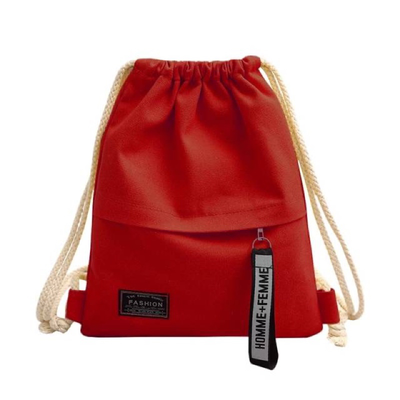 Amelia STRING BAG TAS RANSEL SERUT HOMME FEMME - Ransel Fashion Kpop Terbaru-Merah