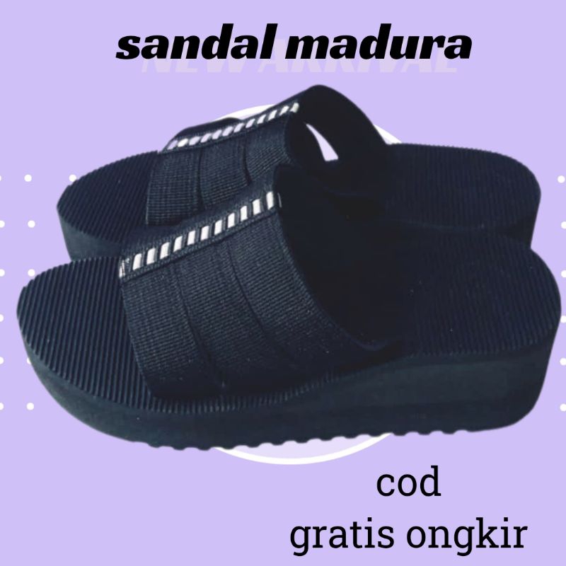 (GROSIR) SANDAL MADURA CEWEK SPON TERKUAT TINGGI 5CM SANDAL WEDGES SANDAL GUNUNG