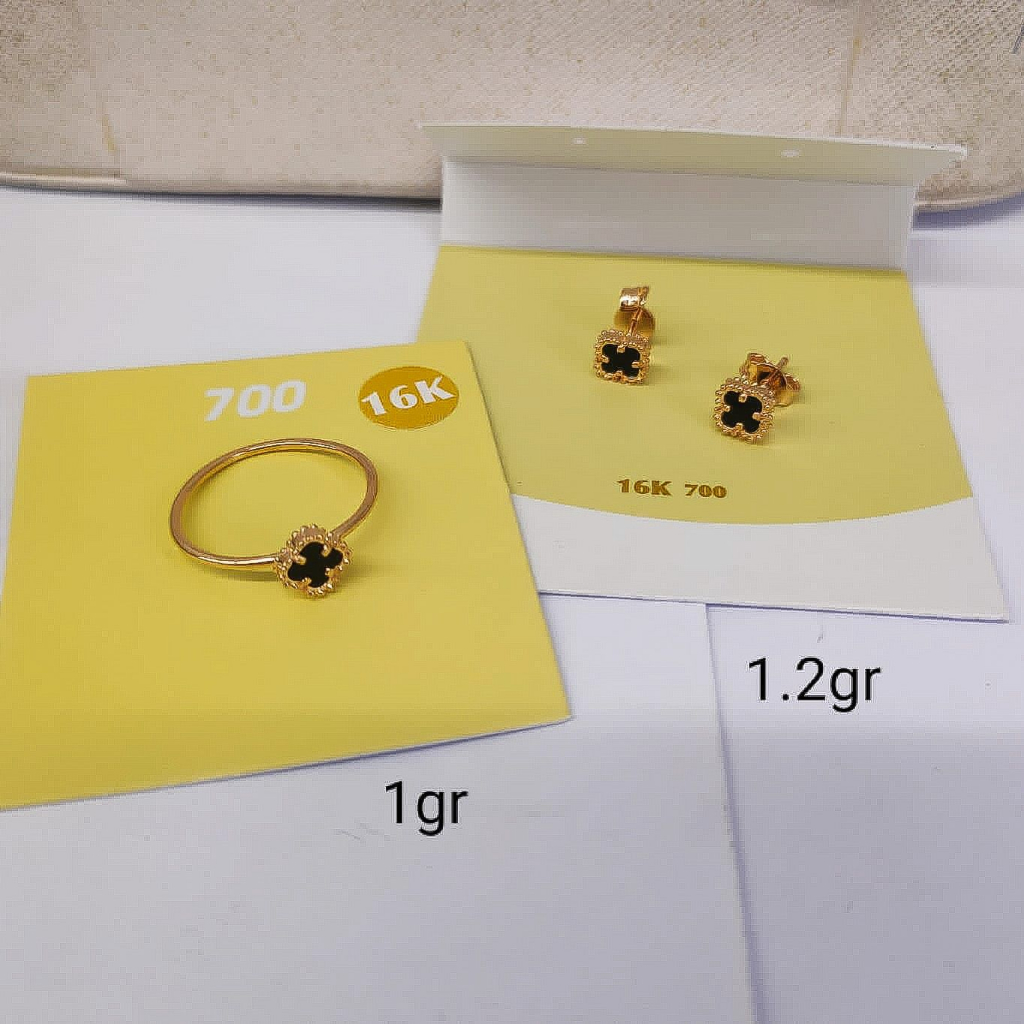 Set cincin kalung anak dan dewasa emas asli kadar 70 75 16k 17k van vc rosegold clover hitam branded gelang serut anting bulat gantung kerabu duduk paku cucuk