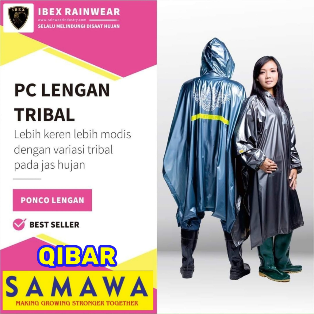 Jas Hujan Hitam Tribal Ibex Jaket Celana Dan Poncho Lengan