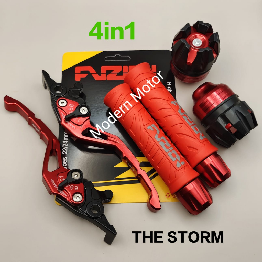 [ Paket 4in1 ] Model Hayaidesuu THE STORM / Handgrip FUZION + Jalu stang cnc + Jalu As + handle stelan cnc Mio j Xeon Mio Vario Beat RK king Vixion aerox PCX adv N-max Mio j Vario 150 Tiger ninja 250