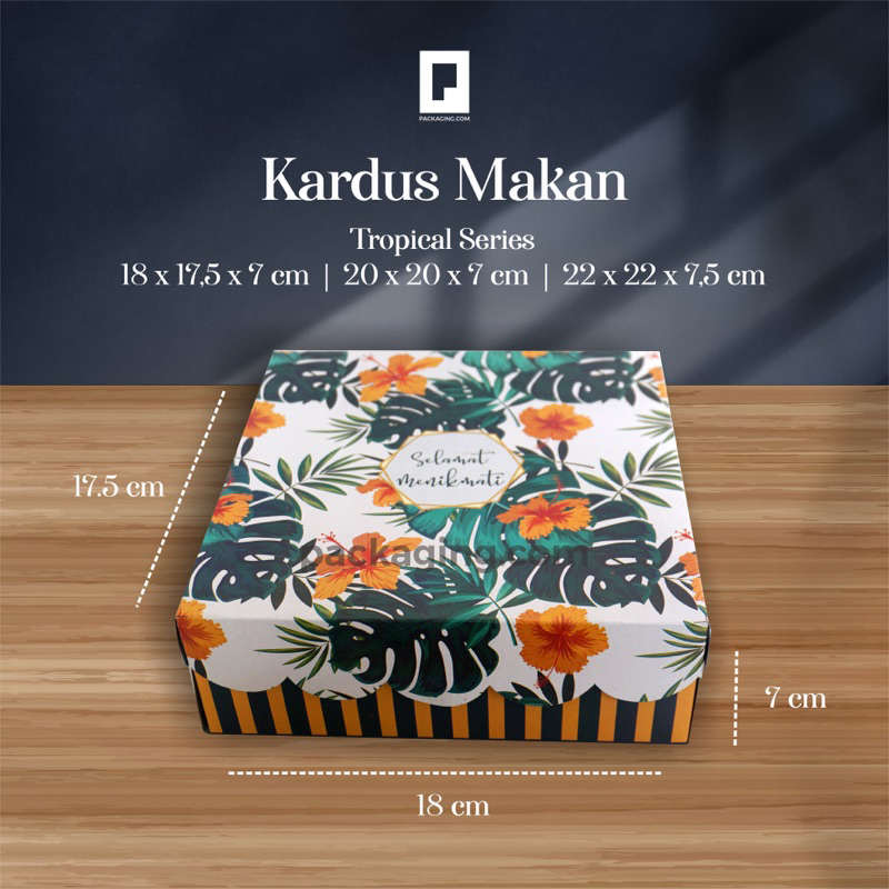

Dus Nasi/Dus Kue/Kotak Nasi/Box Nasi Motif Tropikal Uk R8 18x18x7