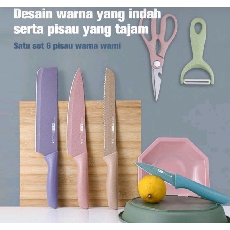 Kitchen Pisau Dapur Set 1 IN 6 Forging Family Knife 6 Pcs