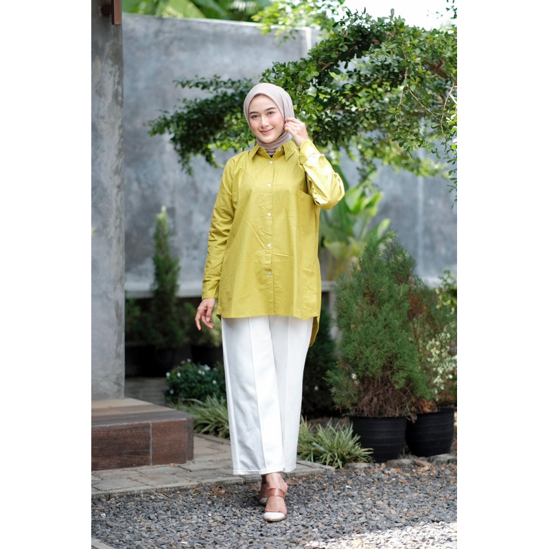 Kemeja Wanita Linen Oversize Olivia Shirt Linen Pocket