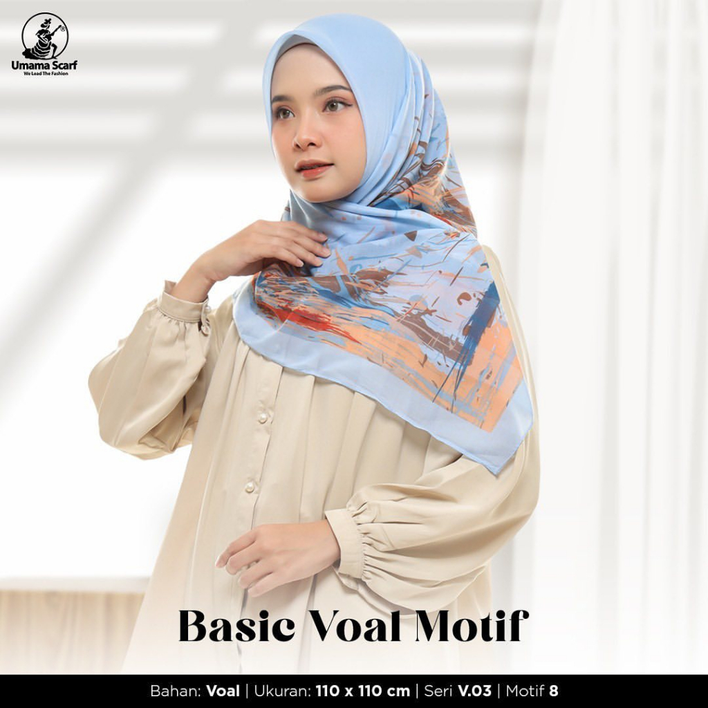 Umama HIjab Segi Empat Basic Voal Motif Terbaru [PILIH WARNA]