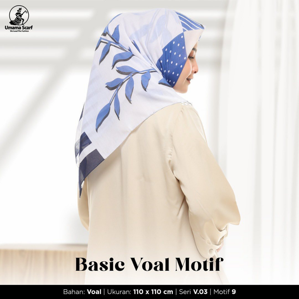 Umama HIjab Segi Empat Basic Voal Motif Terbaru [PILIH WARNA]