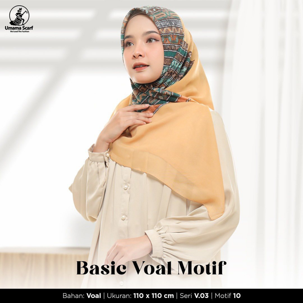 Umama HIjab Segi Empat Basic Voal Motif Terbaru [PILIH WARNA]