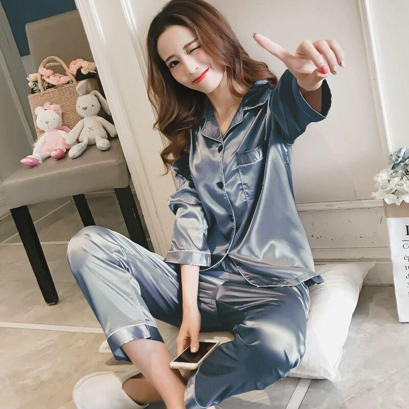 Ready Stock!!! UNISEX Baju Tidur Piyama Set Bahan Satin POLOS Lengan Panjang Celana Panjang / Piyama Import / Super High Quality / Baju Tidur Import / Baju Tidur Murah / Piyama Set / Baju Tidur Set