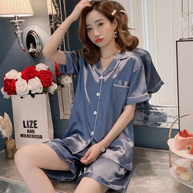 Ready Stock!!! UNISEX Baju Tidur Piyama Set Bahan Satin POLOS Lengan Pendek Celana Pendek / Piyama Import / Super High Quality / Baju Tidur Import / Baju Tidur Murah / Piyama Set / Baju Tidur Set 02