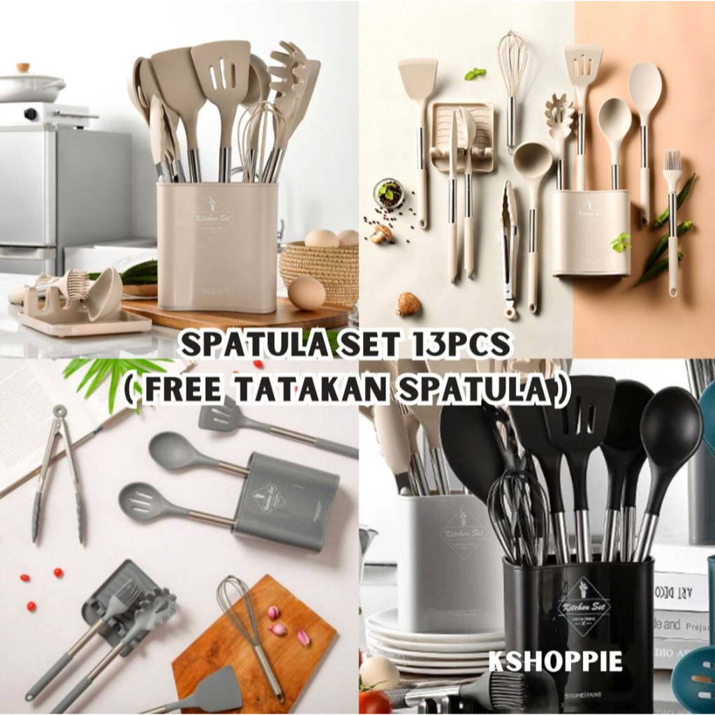 Square Bucket Utensil Set 13pcs silicone utensil set KITCHEN SET