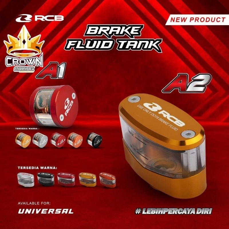 Tabung Minyak Rem RCB Kaca Aluminium CNC Bulat Oval Universal