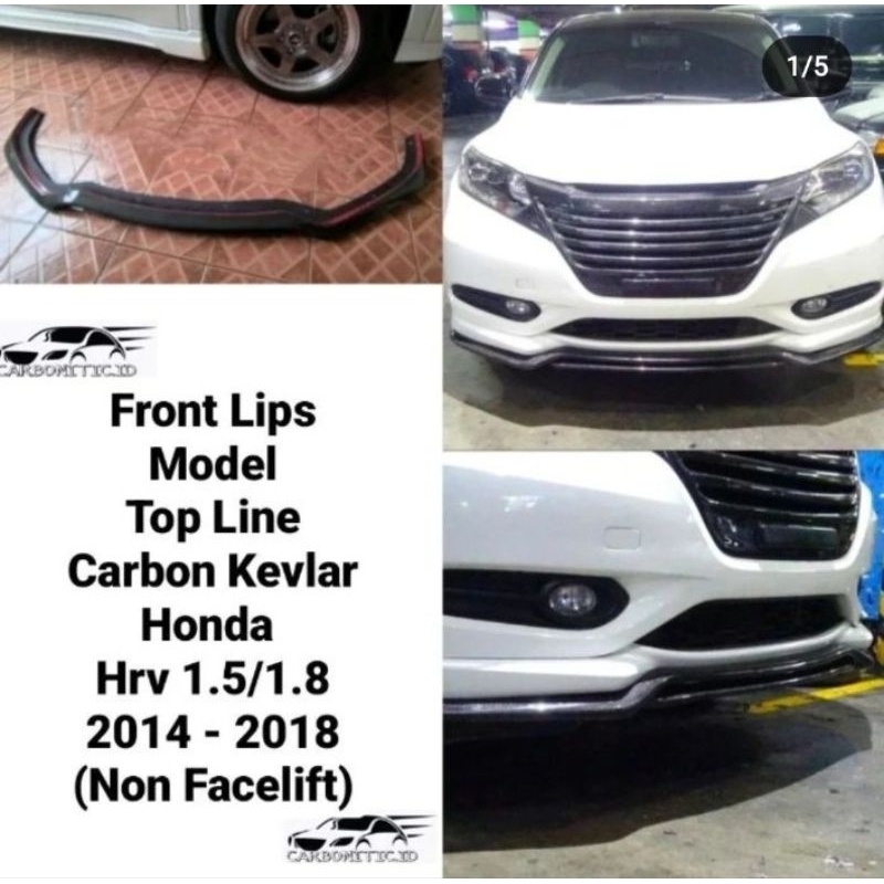 Front Lips Model Top Line Honda Hrv 1.5/1.8 2014 - 2018 Sebelum Facelift Carbon Kevlar