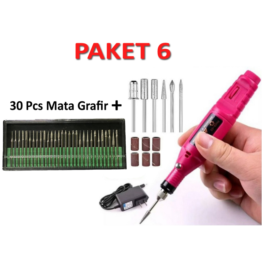 Mesin Bor Mini Grinder Grafir Potong Ukir Kuku Manicure Pedicure Set