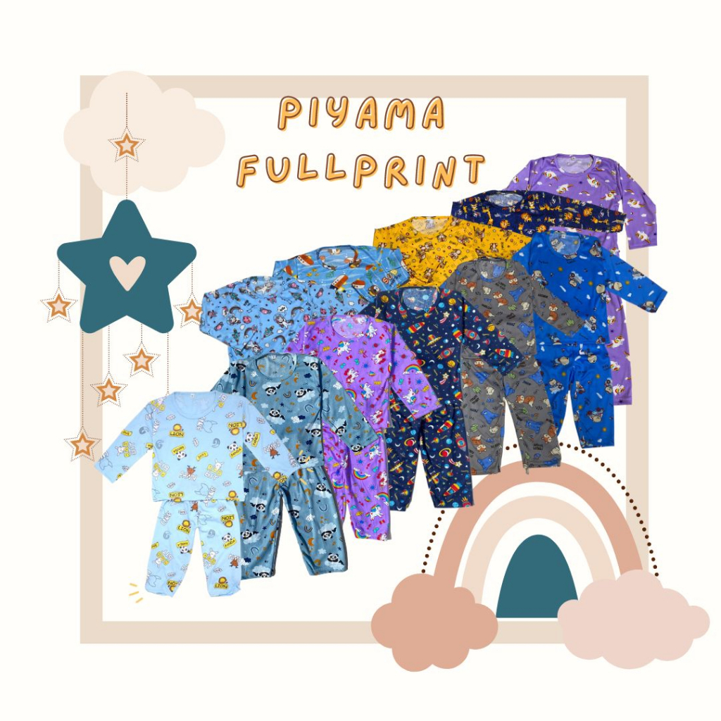 BabynKids - Setelan Piyama Printing Anak karakter /motif lucu / Setelan Lengan panjang anak unisex / Baju tidur anak unisex