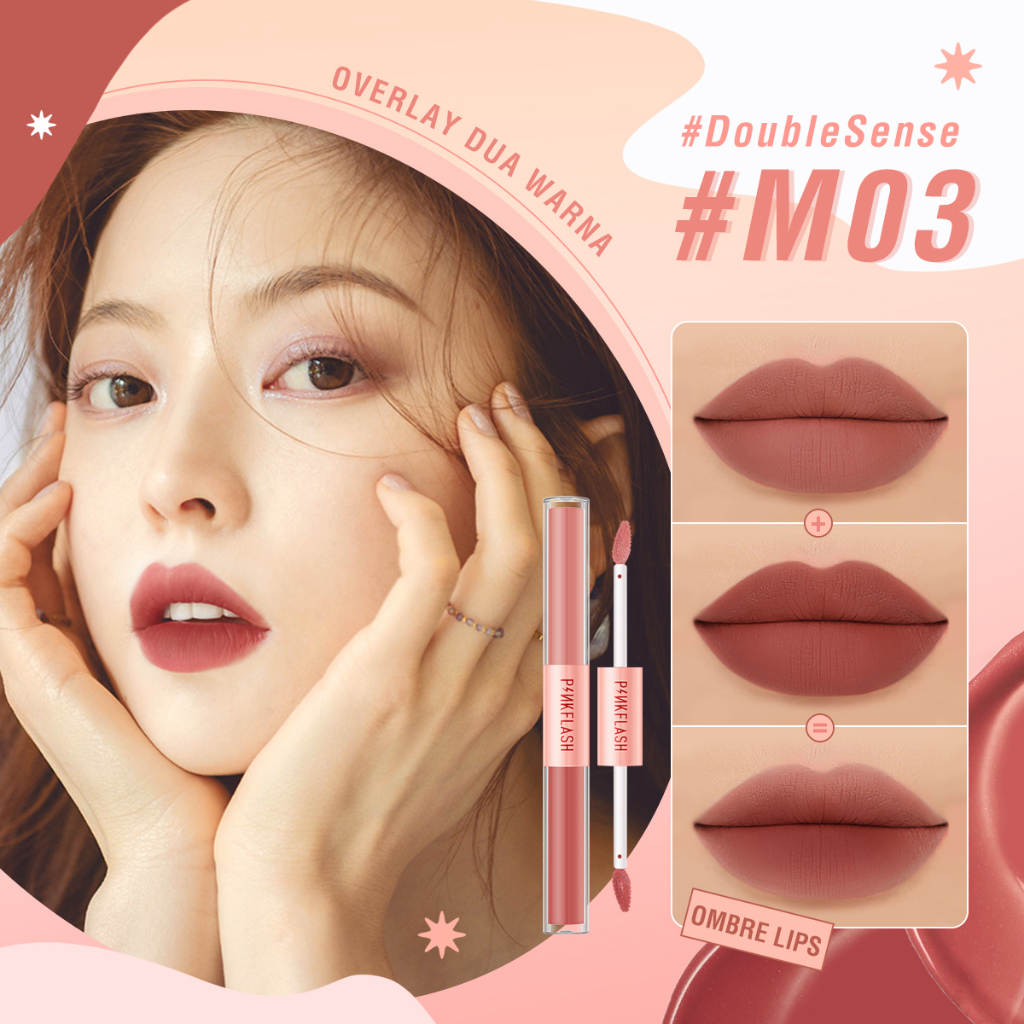 PINKFLASH 2 IN 1 Lipstick Dual-ended Liquid Matte DoubleSense Lipstick Velvet Tint Lightweight High Pigment Lasting