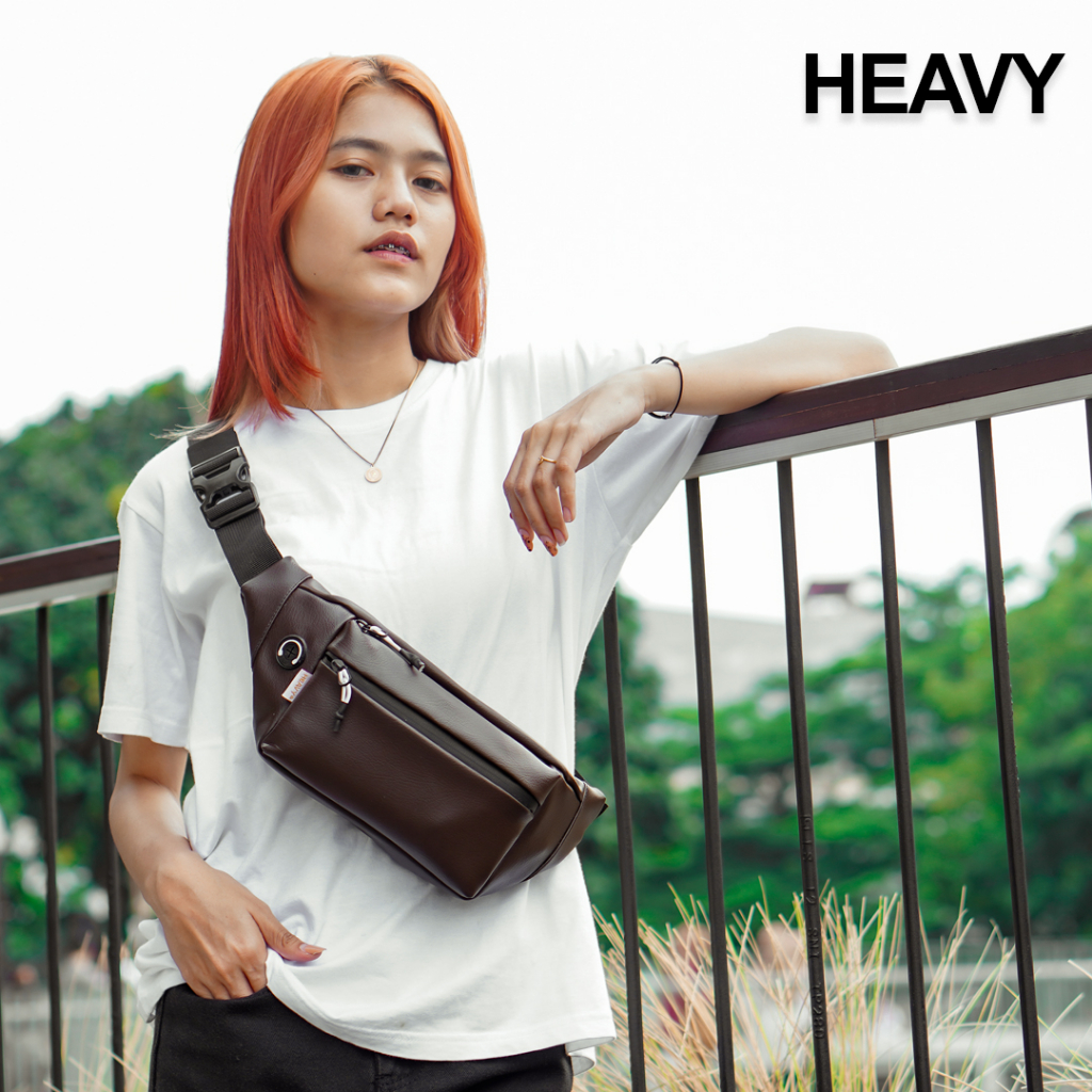 Tas Pinggang Semi Kulit Sintetis, PU. Leather Waistbag Original Heavy.bag, Waist bag pria/wanita