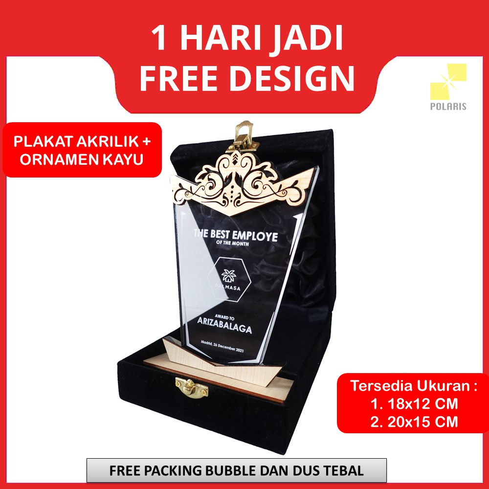 PLAKAT AKRILIK ORNAMEN KAYU UNIK + BOX TROPHY ACRYLIC CUSTOM - PLAKAT PENGHARGAAN KADO WISUDA/WEDDING/BIRTHDAY - VANDEL KELULUSAN HADIAH ULANG TAHUN/PERNIKAHAN - PIALA AKRILIK - VANDEL AKRILIK KAYU - TROPHY AKRILIK