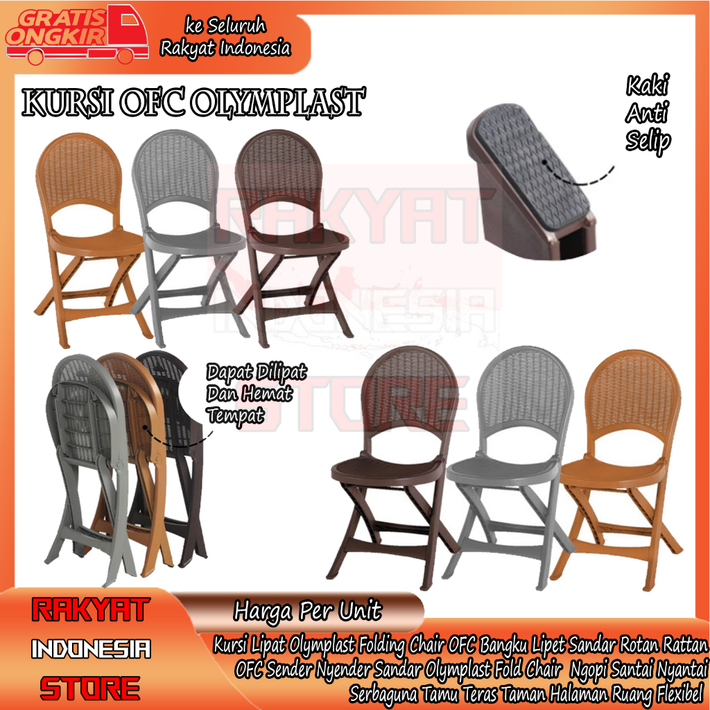 Kursi Lipat Olymplast Folding Chair OFC Bangku Lipet Sandar Rotan Rattan OFC Sender Nyender Sandar O