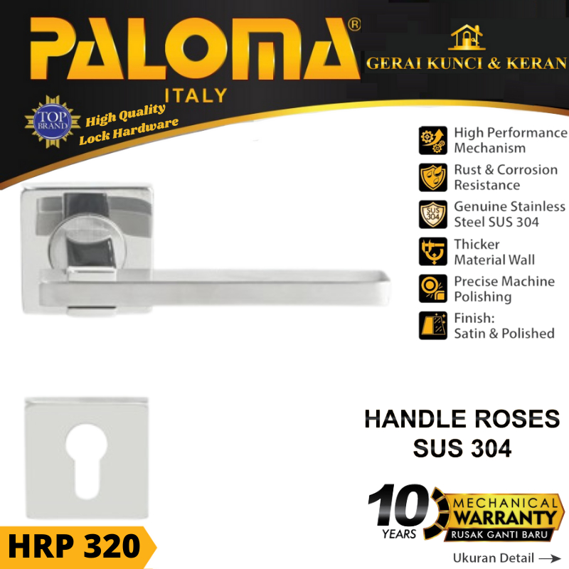 Handle Pintu Roses PALOMA HRP 320 LHT MARCANO SQ SS GAGANG PINTU RUMAH