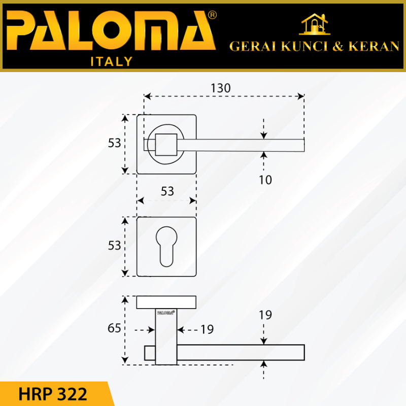 Handle Pintu Roses PALOMA HRP 322 LHT XISCO SQ SS GAGANG PINTU RUMAH