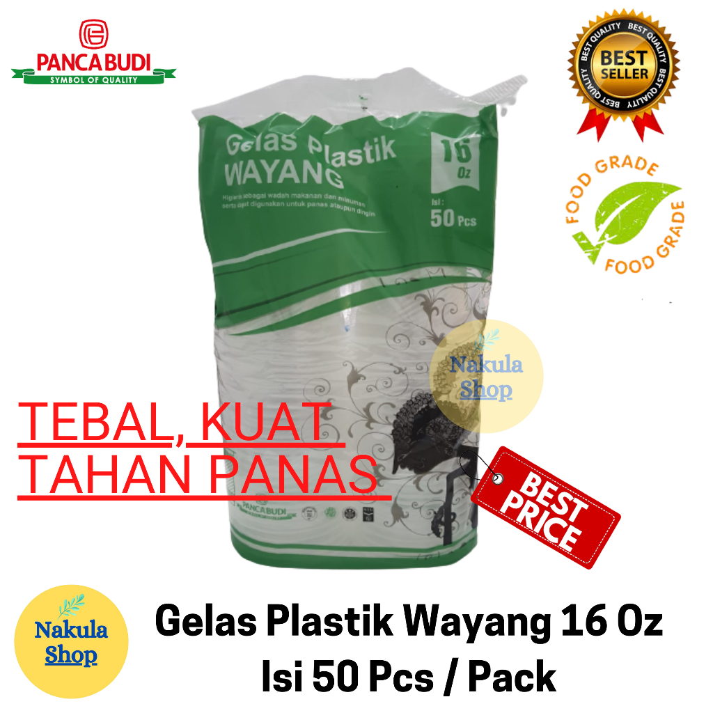 Gelas Plastik Oz Merk Wayang - Ukuran 16 Oz