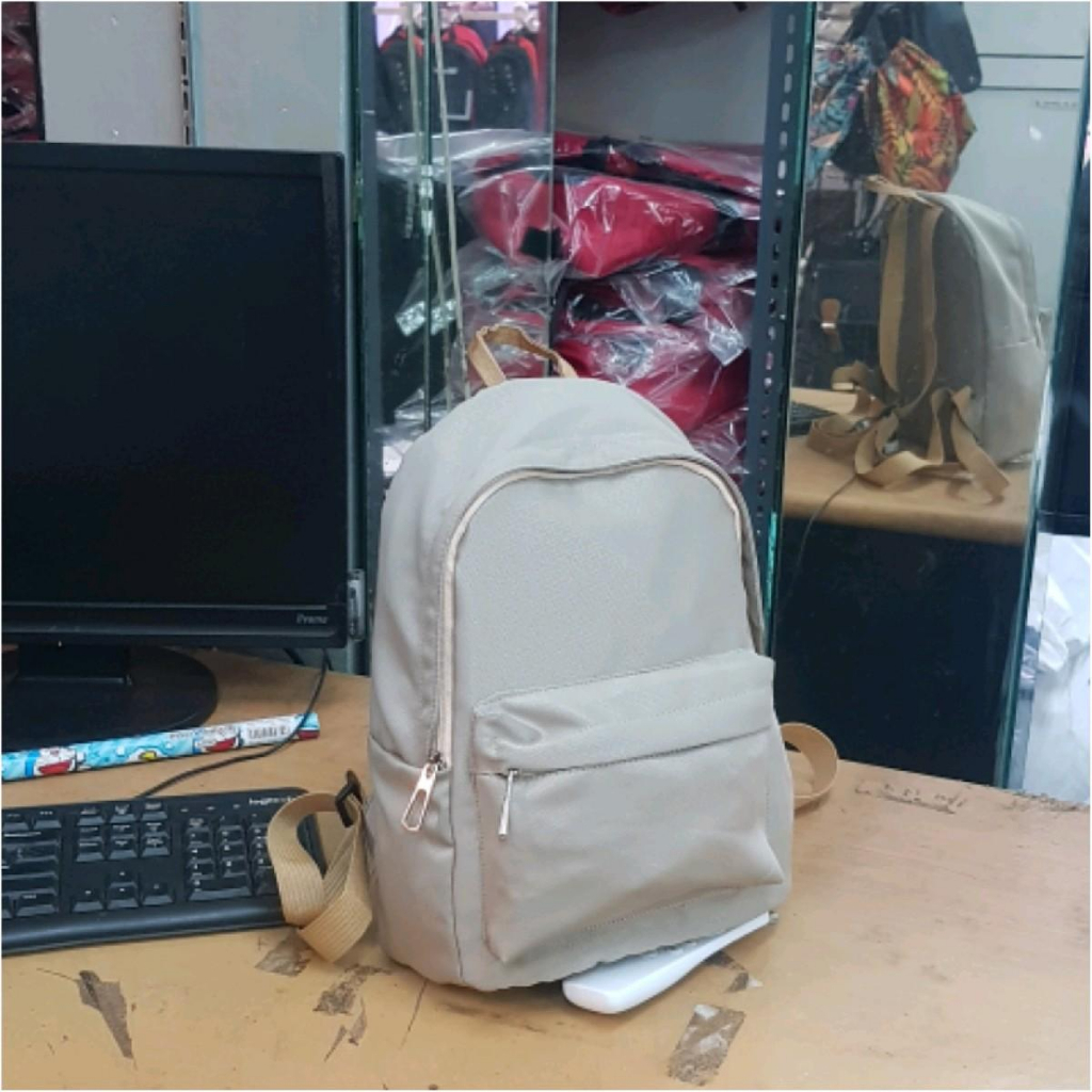 Tas Ransel - Mini Backpack Punggung Bahu Polos Sekolah Travelling Anak Remaja Kekinian Model Fashion Terbaru Korea Simple Elegan Casual Perempuan Wanita Cewek