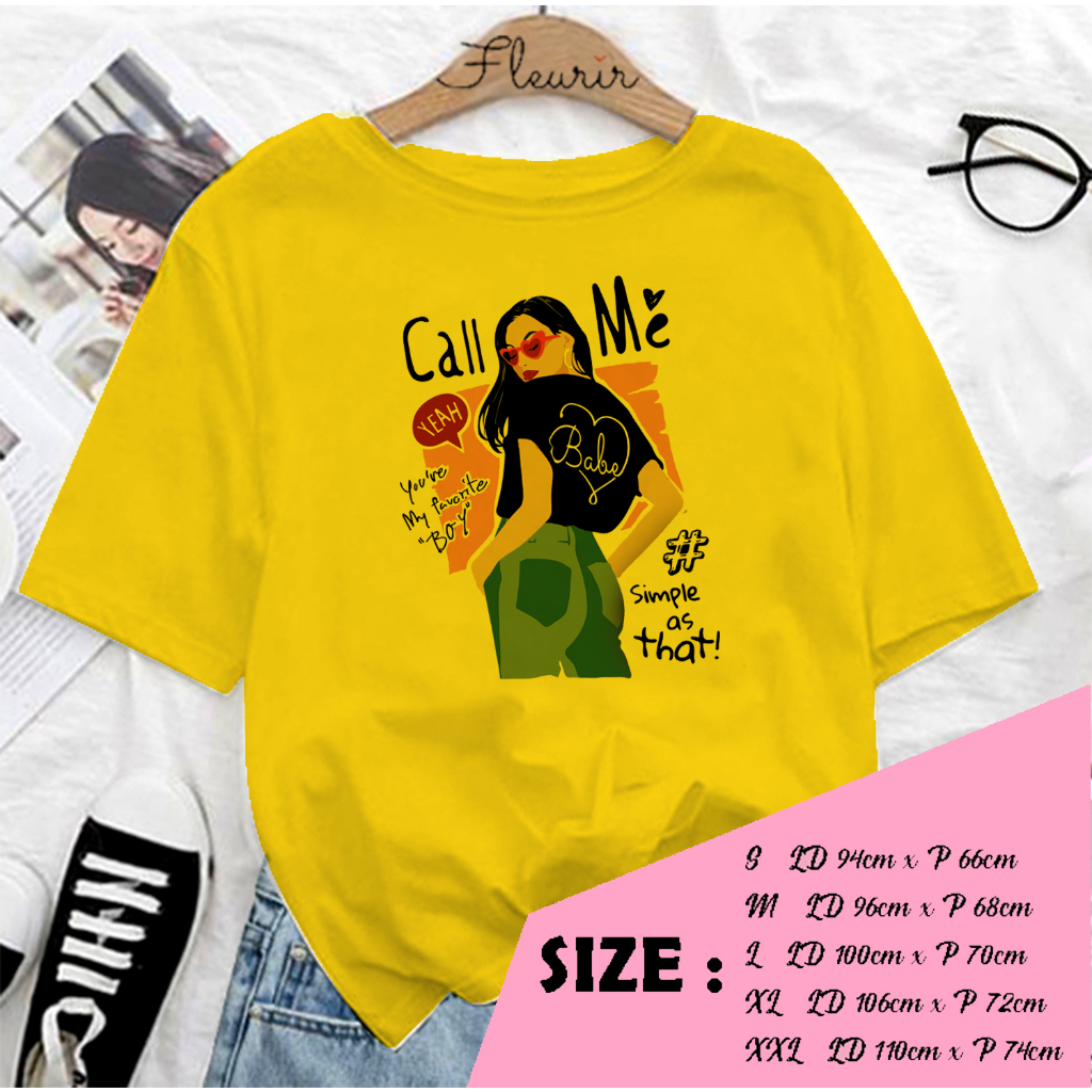 FLEURIR - COD KAOS WANITA PRIA REMAJA DEWASA UNISEX TSHIRT JUMBO OOTD LENGAN PENDEK OVERSIZE CALL ME