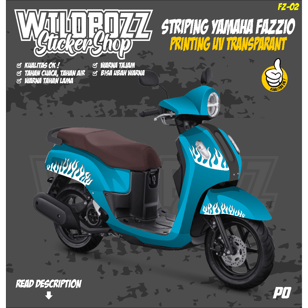 striping yamaha fazzio printing uv transparan  (fz-02) wildbozz sticker