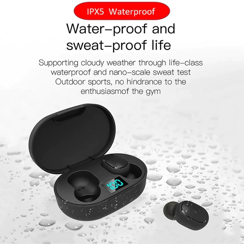 TWS Bluetooth Earphone with Charging Case - E6S - Black