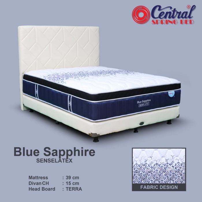 Springbed Central Gold Blue Sapphire Pocket Bed Set headboard Terra READY MAKASSAR PROMO MURAH