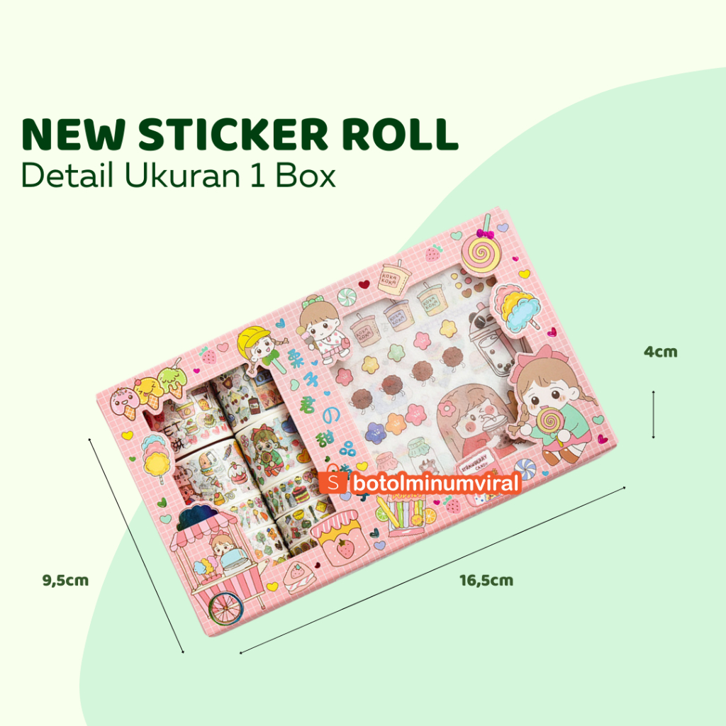 Washi Tape Sticker Momo Roll Set Box Aesthetic Korea Cute Stiker Viral