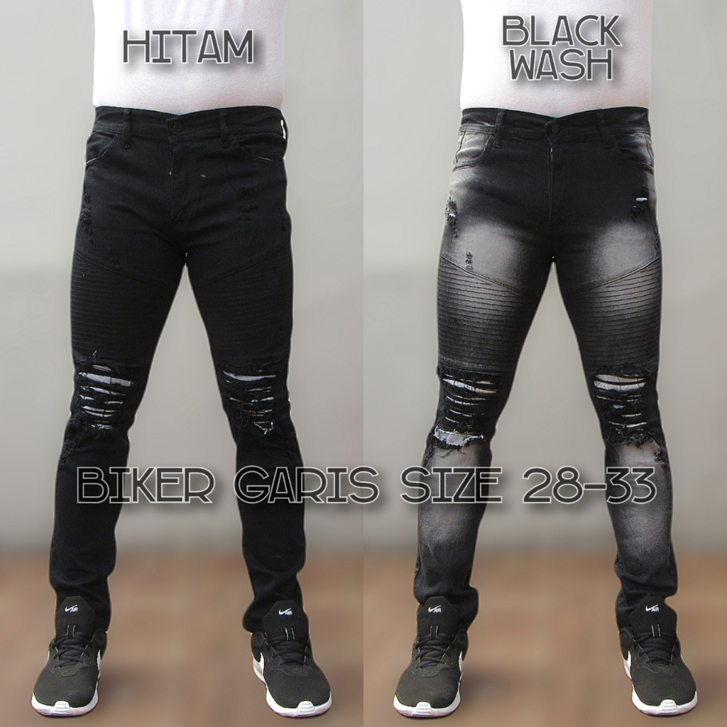 GEVAR Celana Jeans Bikers Sobek Garis