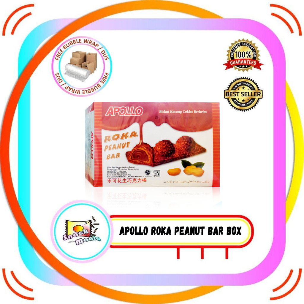 

Apollo Roka Peanut Bar Wafer Salut Kacang Coklat BOX 24 Pcs