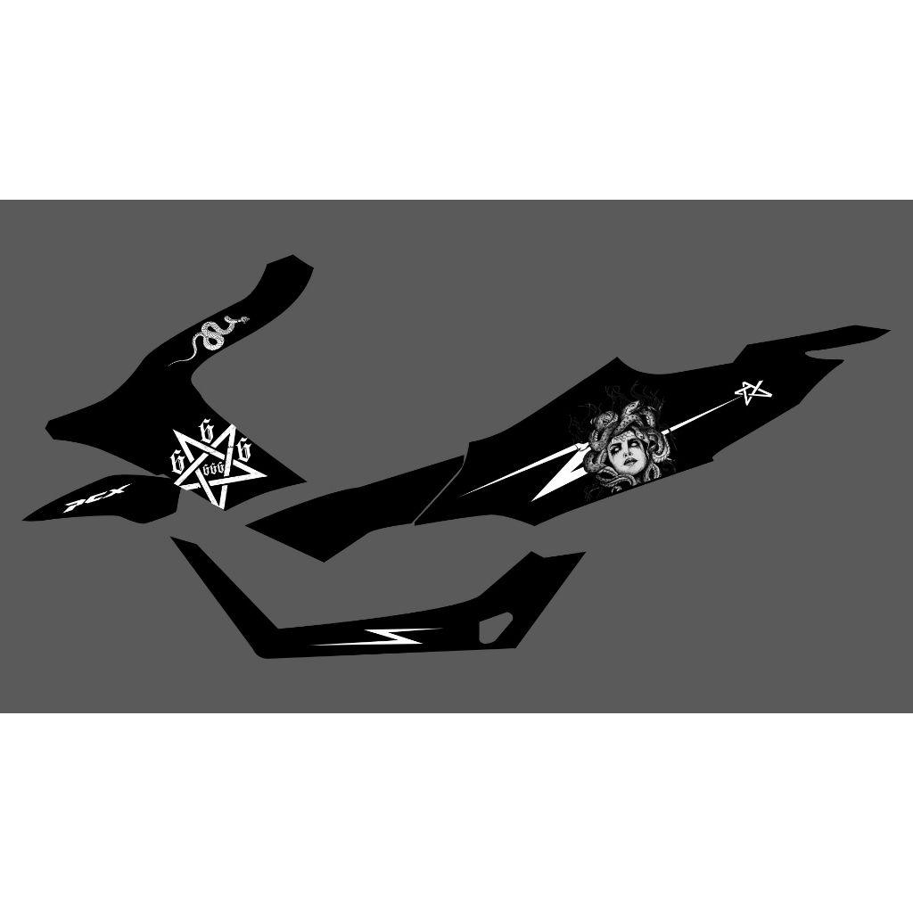 STRIPING STICKER MEDUSA SATANIC 666 PCX 160 TRANSPARAN